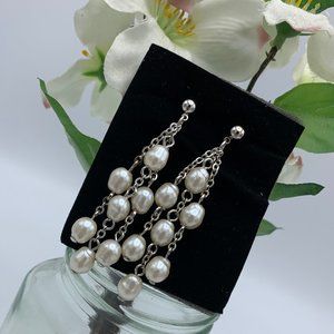Vintage Multi Strand Pearlesque Illusion earrings